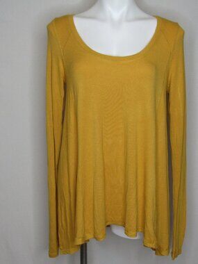 Free People Yellow Orange Hi Low Ribbed Tunic Top Women's M Medium
